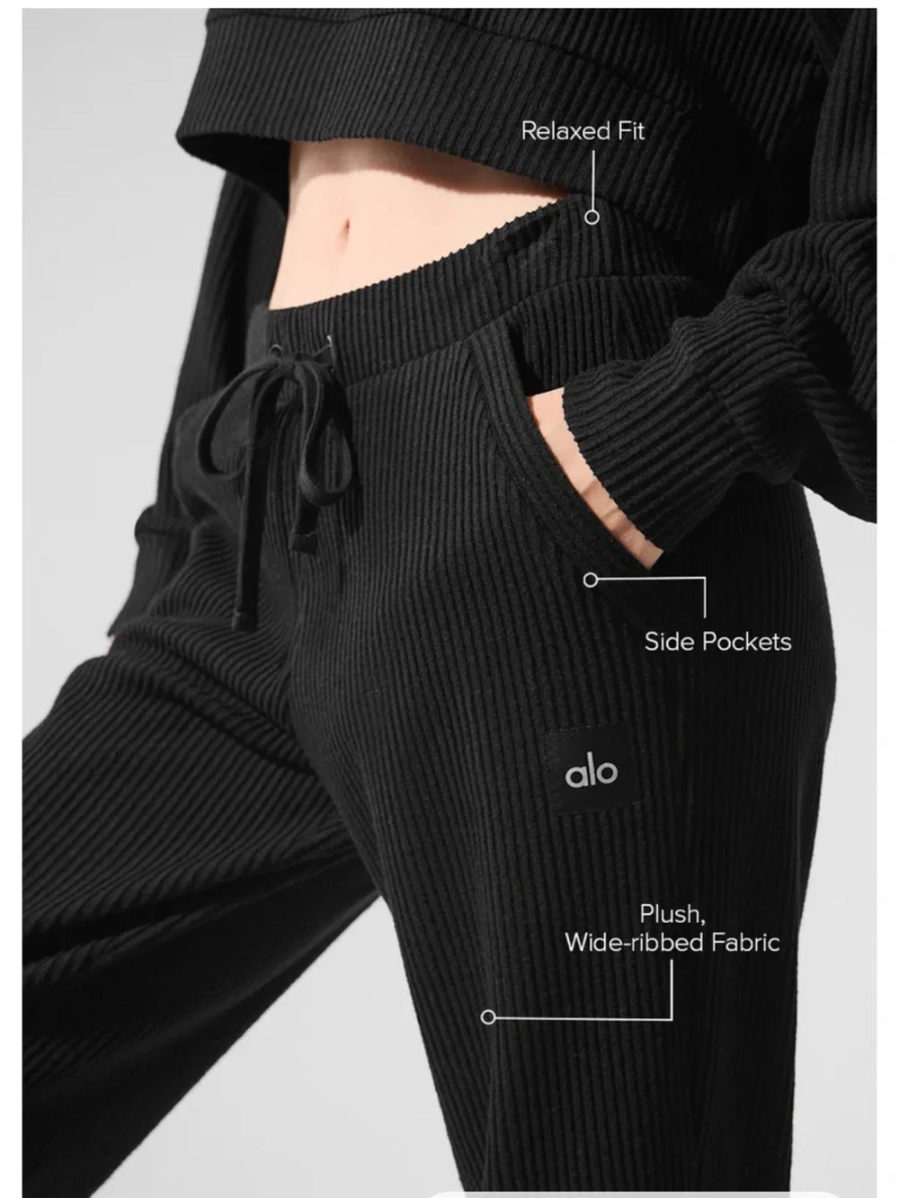 Alo Muse Sweatpants Ribbed Black L